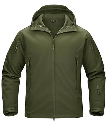 TACVASEN Waterproof Jacket Men Softshell Fleece Jacket Outdoor Camping Hiking Coat Military Tactical Jackets Army Green S