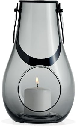 Holmegaard Laterne H25 cm Design with Light aus mundgeblasenem Glas, grau