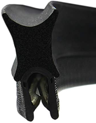 DO16 Dichtungsprofil von SMI-Kantenschutzprofi mit Dichtung oben - Klemmbereich 1-4 mm - Klemmprofil und Dichtung aus EPDM Moosgummi - einfache Montage, selbstklemmend ohne Kleber (5 m)
