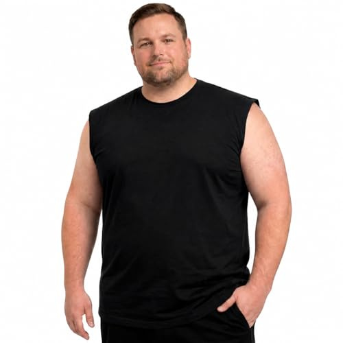 Bigdale Bigsize Canottiera Taglie Forti Uomo 3XL - 10XL | Canotta Uomo Cotone Spalla Larga | Canottiera Uomo Cotone a Girocollo | Canotta Uomo Spalla Larga con Tessuto Elastico | Nero, 4XL