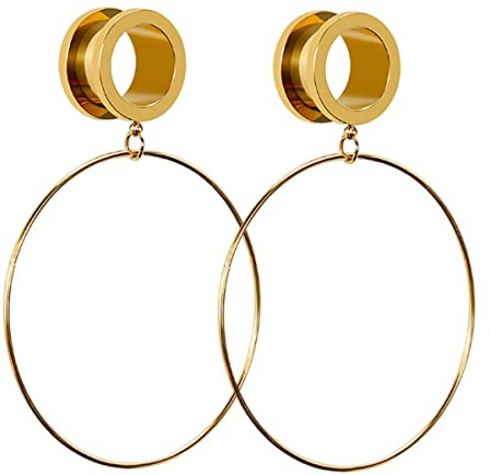 BOOM Örontunnlar pluggar stretchers rostfritt stål piercing 2 st guld 6 mm