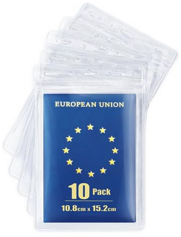 MIFFLIN Passfodral (klar, 10-pack), extra stor (XXL) ID-namnbricka, vattentät vertikal korthållare i plast