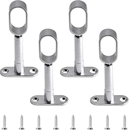 INCREWAY Soporte para barra de armario, 4 piezas, hueco de aleación de zinc, ajustable, ovalado, para armario, armario, dormitorio, baño