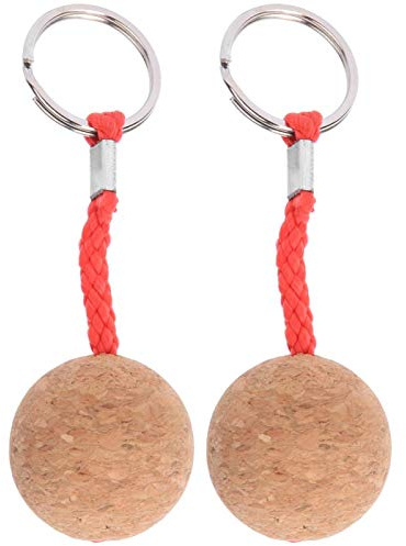 Alvinlite Porte-clés Flottant en liège, 2 pièces Porte-clés Boule en Bois Flotteur Bateau à Voile Accessoires de Sport Nautique(Corde Rouge)