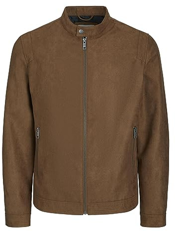 JACK & JONES Män, konstläderjacka, konstläderjacka, Cognac/detalj: Falsk mocka, XL