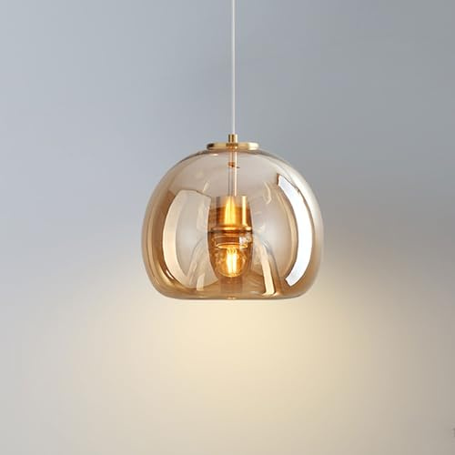 Moderna lámpara de araña de cristal gris ahumado/ámbar, accesorios de iluminación colgantes de arte de hierro de 9 pulgadas, iluminación colgante de altura ajustable para dormitorio, cocina, isla, com