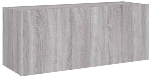 vidaXL Väggmonterad tv-bänk LED grå sonoma 100x35x41 cm