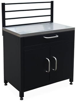 sweeek - Cocina exterior de acero 1 cajón y 2 puertas, 80cm, Grimaud, Negro, 54x80x124 cm