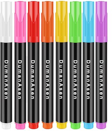 DumanAsen New Version 12pcs Chalk Pens for blackboard, Liquid Chalk pens for Chalkboard and Glass, Acrylic Calendar Planning Board, Whiteboard pens for Window Christmas Halloween, Chalk Pens 12 Pcs