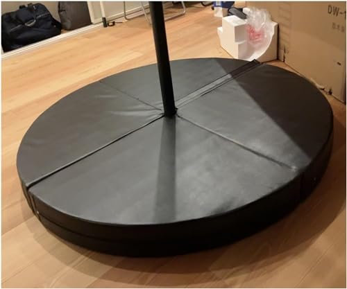 Palo Pole Dance Professionale Tappetino anti-incidente nero rotondo, Copertura antiscivolo in pelle PU, Tappetino di sicurezza portatile per pole dance fitness, Spessore 1 pollice/2 pollici/4 pollici