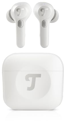 Djävul AIRY TWS PRO – äkta trådlösa in-ear Bluetooth-hörlurar med aktiv brusreducering, transparent läge, trådlös laddning, IPX4 vattentät – silvervit