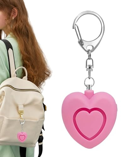 Alarma de seguridad personal – Dispositivo de defensa con forma de corazón de 125 dB – Protección de alarma segura con llavero con luz | Para niñas, mujeres, niños, ancianos, senderismo, viajes, parch