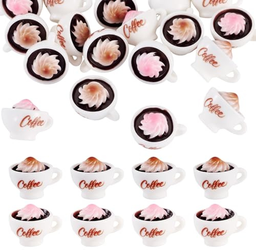 Cheriswelry 20 mini tazas de café de resina para alimentos, bebidas, decoración en miniatura, taza de capuchino, accesorios de casa de muñecas, 20 x 16,5 mm, para cocina, juego, vajilla, decoración de