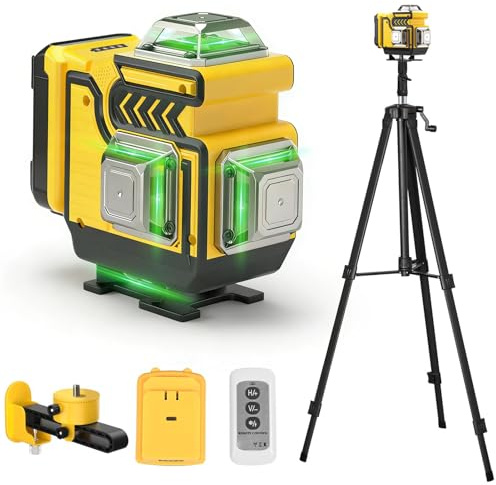 Laser Level with Tripod - ansigtny 4 x 360° Self-Leveling Laser Spirit Levels 4D 16 Line Green Rotary Lazer Levels Professional Outdoor Lazer Level Tool for Picture Hanging, Tile, Home Renovation