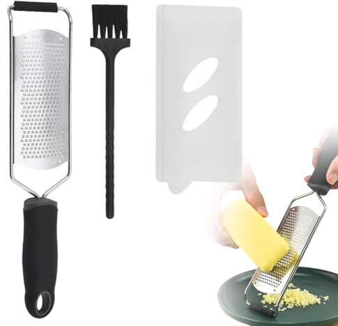 EJRUP 1PCS Zesteur d'Agrumes & Râpe à Fromage Manuelle,avec Couvercle de Protection et Brosse de Nettoyage,Premium Classic Tranchant Acier Inoxydable,pour Agrumes Parmesan Gingembre Chocolat