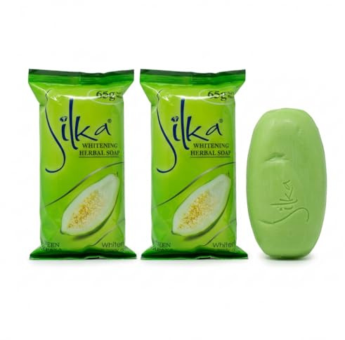 Silka Jabón Vegetal con Extractos de Papaya Verde - Jabón Corporal Suave - Lote de 2 x 65g