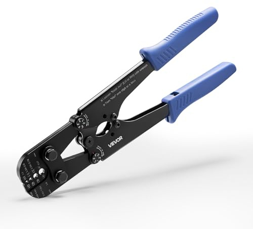 VEVOR Pince à Sertir, Outil de Sertissage pour Câble Acier de 1,2 à 3,17 mm, Repères Métriques et Impériaux, Force Réglable, pour Manchons Ovales et Doubles en Aluminium, Manchons en Cuivre Recuit