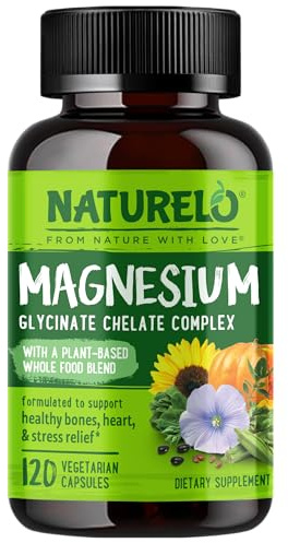 NATURELO Magnesium Glycinate Chelate Complex - 200 mg Magnesium, 120 Count