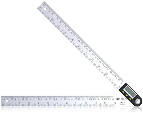 Neoteck 12 inch/30cm Stainless Steel Digital Angle Finder Protractor Ruler with Data Holding Function for Woodworking Construction Repairing