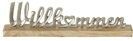 Schriftzug Willkommen Holz Aluminium Breite 45 cm