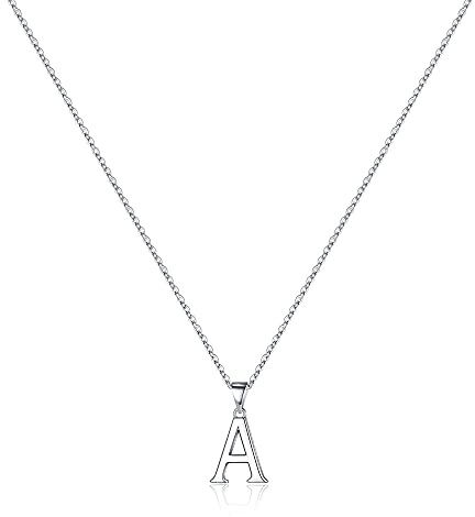 Turandoss S925 Sterling Silver Initial Necklaces for Women, Dainty Hypoallergenic Initial Necklace Tiny Letter Initial Pendant S925 Sterling Silver Necklaces for Women Gifts