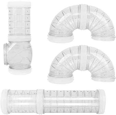 Shiwaki Ensemble de 4 Tubes pour Hamster Tunnel Cage Tube Accessoire pour Souris et Autres Petits Animaux (Transparent)