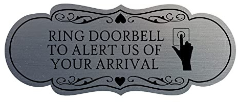Signs ByLITA Designer Ring Doorbell to Alert Us of Your Arrival Sign (Brushed Silver) - Small