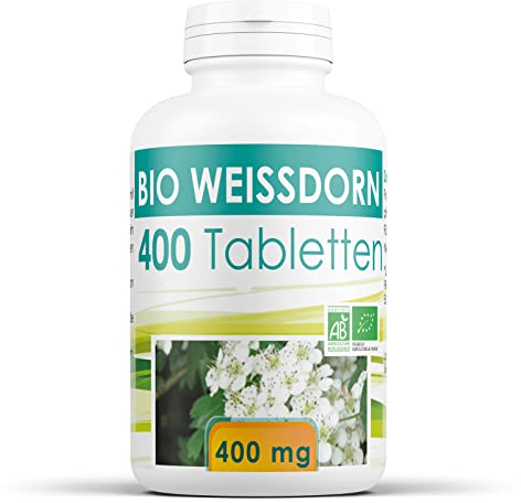 Bio Weissdorn 1200 mg pro Tag - Hawthorn - 400 tabletten | Premium Naturprodukt & Rein pflanzlich