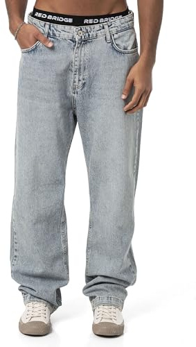 Redbridge Jeans Baggy – Pantaloni larghi in denim look anni '90 – Jeans casual per il tempo libero e lo streetwear, Azzurro, 34W x 32L