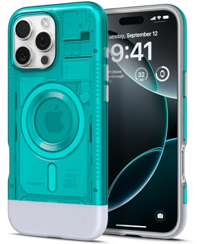 Spigen Classic C1 MagFit Hülle für iPhone 16 Pro, Kompatibel mit MagSafe Zubehör -Bondi Blue