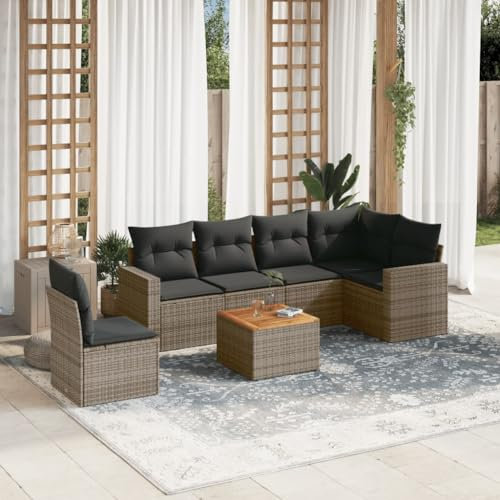 SECOLI Conjunto de muebles de jardín de ratán con espacio de almacenamiento, XXL, muebles de terraza, sofá de salón, grupo de asientos de ratán, muebles de esquina, juego de muebles de balcón, color