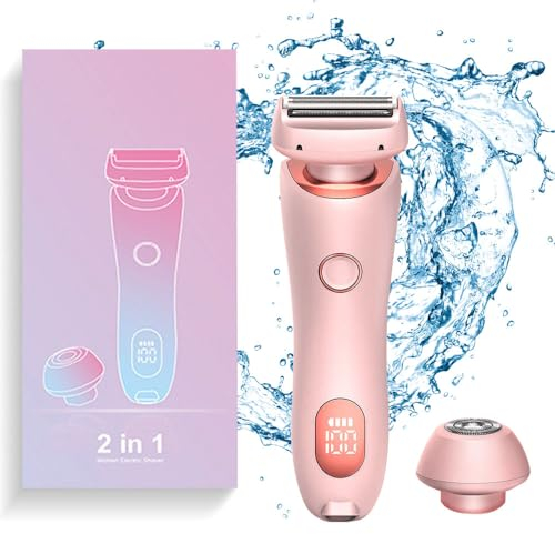 Beautibloom Razor, 2024 Neu Electric Razor 2 in 1 Lady Shaver Kabelloser Rasierer mit LED-Anzeige Elektrische Bikini Trimmer Rasierer Intimrasierer für Frauen Tragbarer Rasierer für Dame (Rosa)