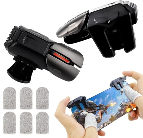 FERCAISH Game-Trigger med fingerskydd, mobil spelkontroll känslig, fingerskyddsset för spelutlösare med ios/telefon (1 par spelutlösare + 3 par fingerhandskar)