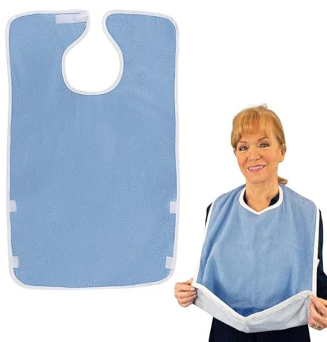 SULIUDAJI Bavoirs en tissu éponge pour adultes pour manger femmes/hommes/personnes âgées, lavables, protecteurs de vêtements et bavoirs pour adultes avec piège à débris