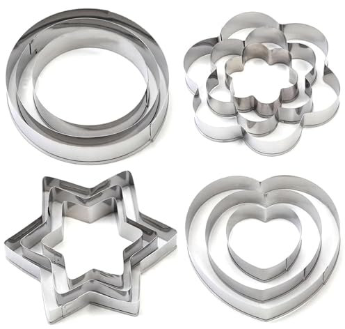 12-Piece Biscuit Cutter Set - Stainless Steel Round Cookie Cutters with Various Sizes, Ideal for Baking, Pastry, and Dough Cutting, Dishwasher Safe and Durable