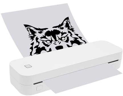 DHQCQL Termisk skrivare mobil skrivare, bärbar skrivare med MAC-adapter och skrivarpapper, 0,08–0,2 mm tjockt termiskt papper bärbar skrivare för kontor, skola, hem, företag och på vägen (vit)