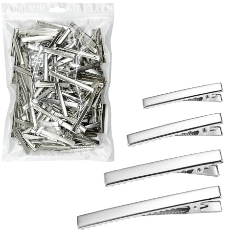 Cayway Metal Clip de Pelo, Pinza de Pelo de Cocodrilos para El Cabello Antideslizantes, Metal Hair Clips, Accesorios de Bricolaje (200 Pz en 4 Estilos, Plata)