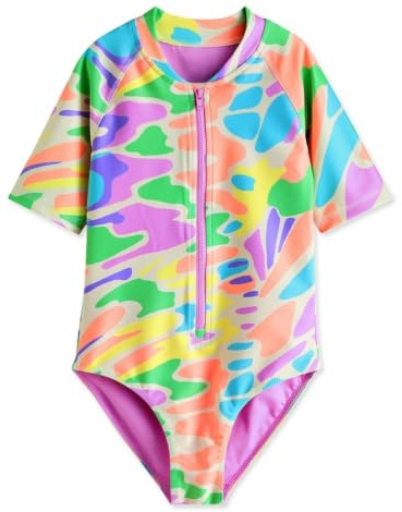 Gifts Treat Girls Swimsuit One Piece Swimwear Long Sleeve Swimming Suit for Girl, UPF 50+