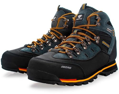 SANANG Botas de montaña para Hombre, Zapatos de caña Alta, Cuero, Suela Antideslizante, Cordones duraderos, Tallas 40-46.