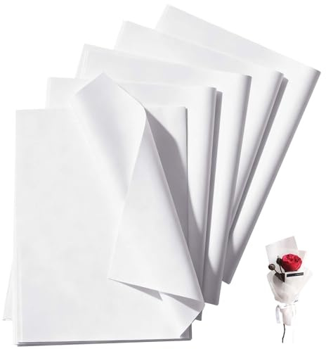 Zippicks 100 Fogli di Carta Velina Bianco, 50 x 70 cm carta da regalo, Carta Velina per confezioni regalo Artigianato artistico Riempitivo fiori