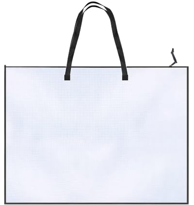 Tabanzhe Art Portfolio Bag A2 Folder – Large Waterproof Transparent Mesh Portfolio Case with Handle and Zipper, Clear Art Storage Organizer for Paintings, Posters, Artwork, Documents and School Files