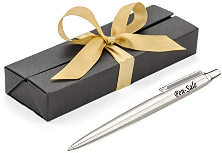 Personalised Engraved Parker Jotter Stainless Steel Ballpoint Pen in a Black Presentation Box with Black Ink - Personalised Gifts for Christmas - Enter Your Custom Engraving
