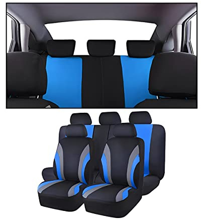 JNNJ 9 Piece Seat Protector for Car Seats, Front Seat Covers with Matching Back Seats Cover for Cars, Auto Interior Accessories Front Seat Protector, Universal Seats Cover for Most Cars(Blue)