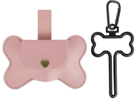 Disitributeur Sacs pour Déjections Canines, Distributeur Sac à Déchets Chien en Cuir avec Support Mains Libres pour Promenade de Chien en Extérieur