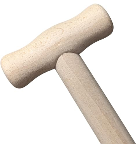 Land-Haus-Shop Spatenstiel Ersatz Spaten Holz Stiel aus Buche mit T-Griff, 85 cm lang, Durchmesser 35 mm unten schmal zulaufend