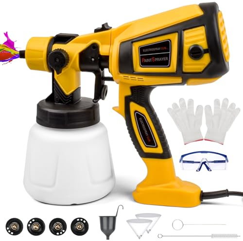 Pistola de Pintura, Shulltji 850W Pistola Pintura Electrica con 4 Boquillas y 3 Modos de Pulverización, Pistola Pulverizadora Pintura 1400ML, Pistola para Pintar Paredes, Techos, Vallas, Muebles