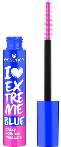 essence I LOVE EXTREME BLUE crazy volume mascara, Blau, langanhaltend, schwunggebend, Extremes Volumen, farbintensiv, vegan, ohne Mikroplastikpartikel, Nanopartikel frei, ohne Parfüm, 1er Pack (12ml)