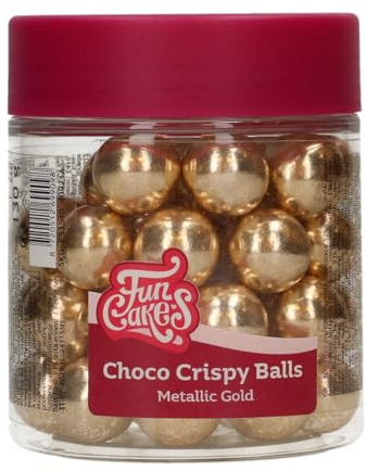 FunCakes Choco Crispy Balls Metallic Gold - Perles di Cioccolato, Ottime per decorare torte, cupcake, biscotti, crostate e molto altro - Decorazione per torte - 60g