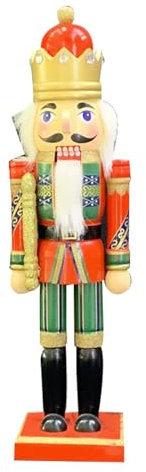 FGDTREE Cracker in legno di noce, marionette soldato re decorazione natalizia per Natale Capodanno