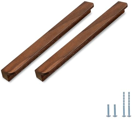 Evionlin 2 pezzi Maniglia per porta di armadio in legno di noce angolo obliquo da 20,8 cm in stile antico lungo maniglia per cassetto in noce per armadio